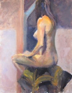 painting of a nude during 2011 Bartman class with live model